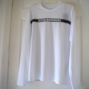 ARMANI EXCHANGE Men's white long sleeve T-shirt